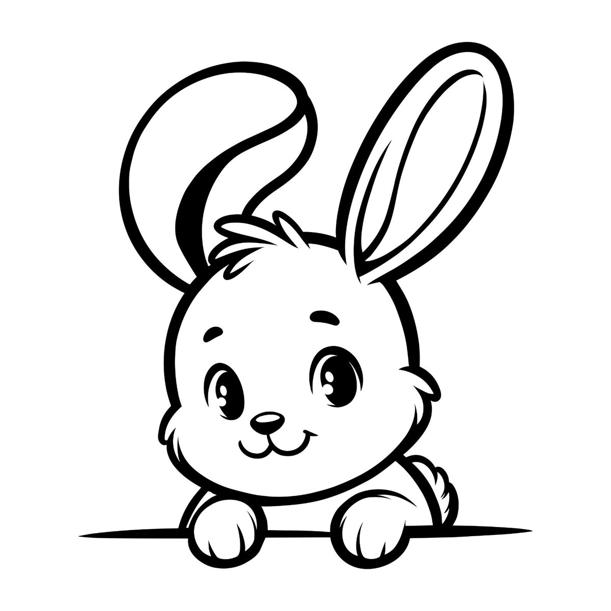 Peeking Bunny Bent Ear vinyl sticker — design shown in black on white.