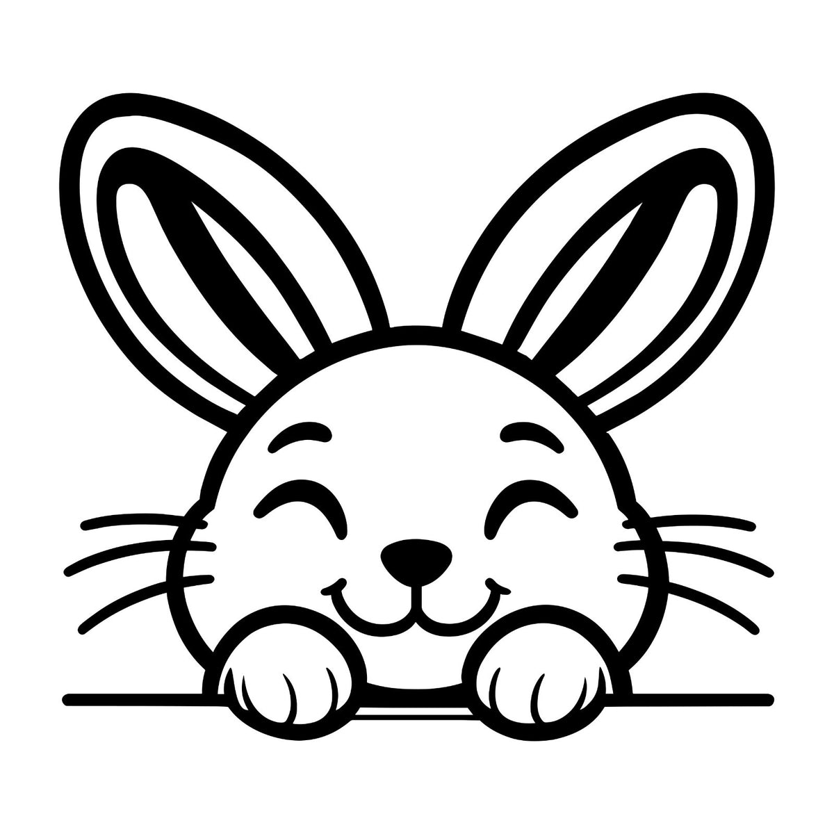 Peeking Bunny Upright Ears decal design shown in black on a plain white background.