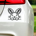 Peeking Bunny Upright Ears Car Sticker — product design and example placement.