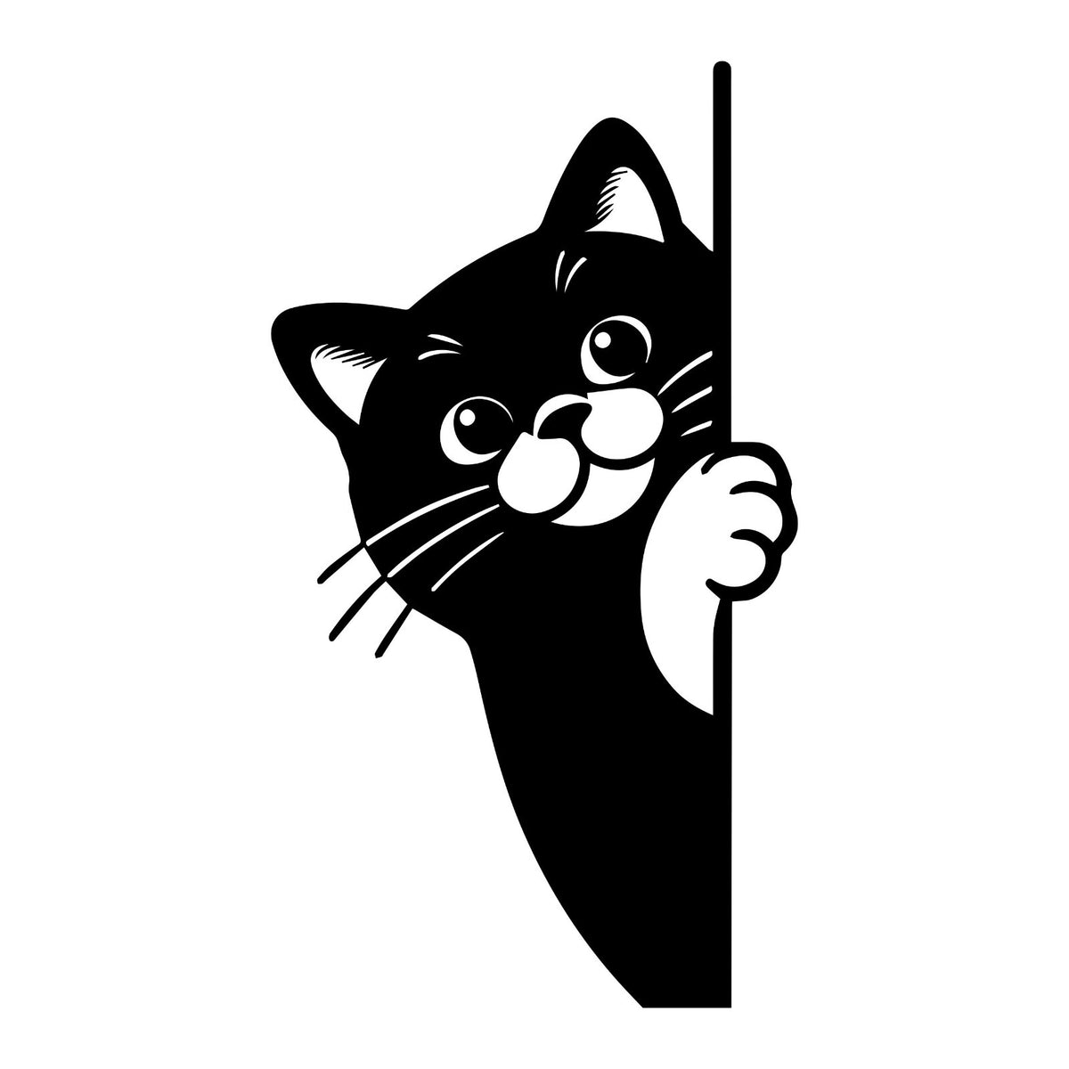 Peeking Cat decal – Side View Design 1 design shown in black on a plain white background.