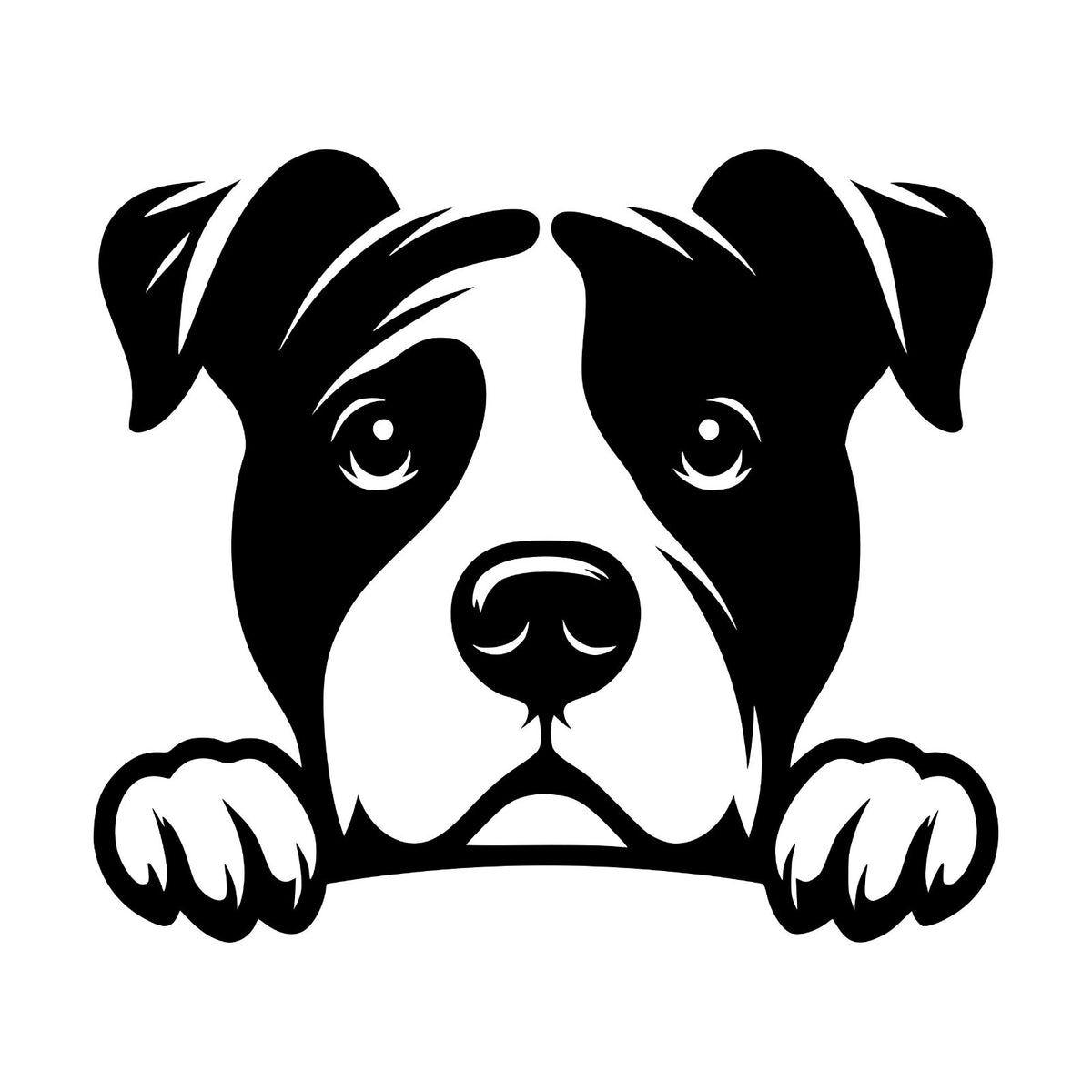 Peeking Pitbull decal design shown in black on a plain white background.