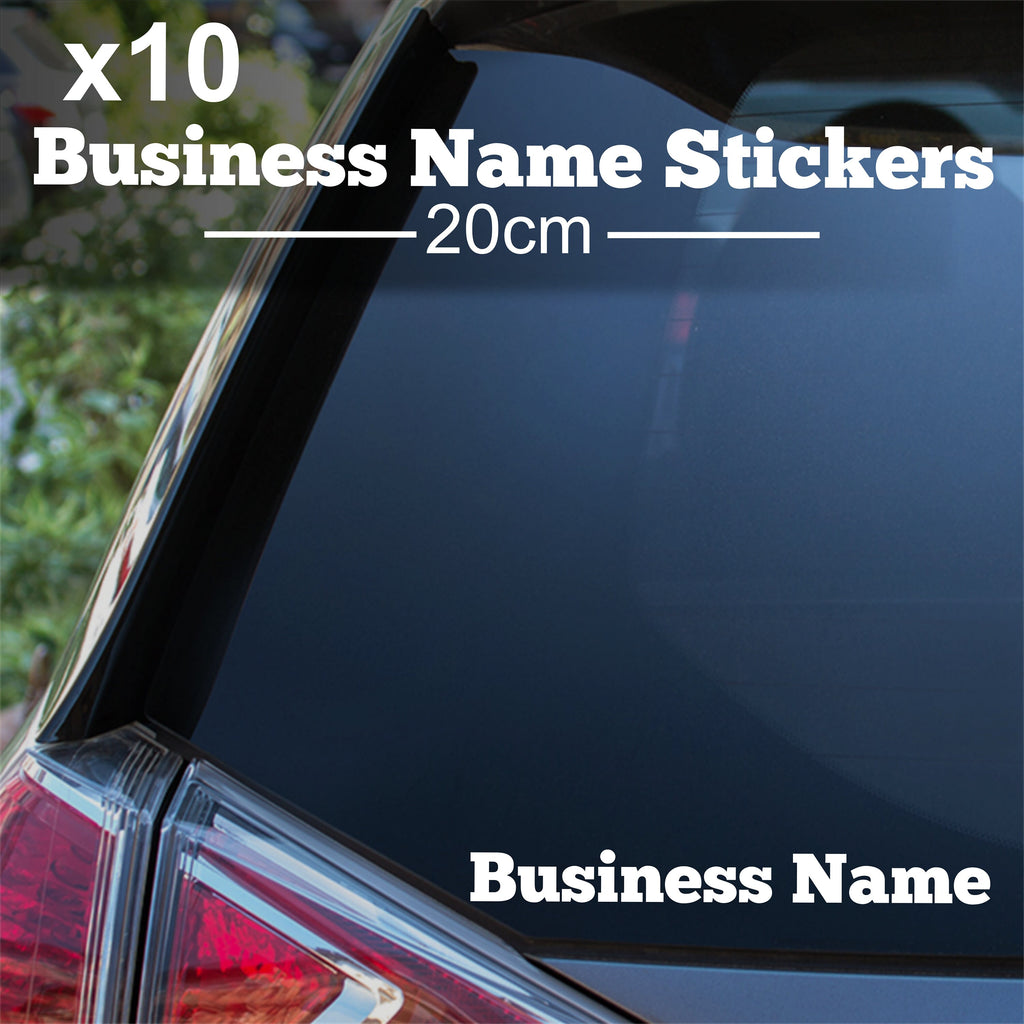 Pack of ten personalised ChunkFive font vinyl stickers preview