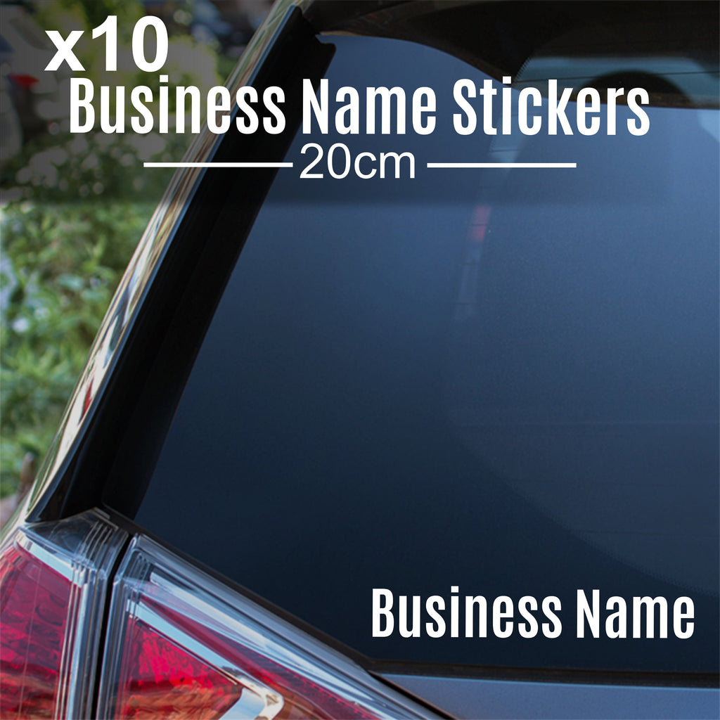 Pack of ten personalised Antonio font vinyl stickers preview