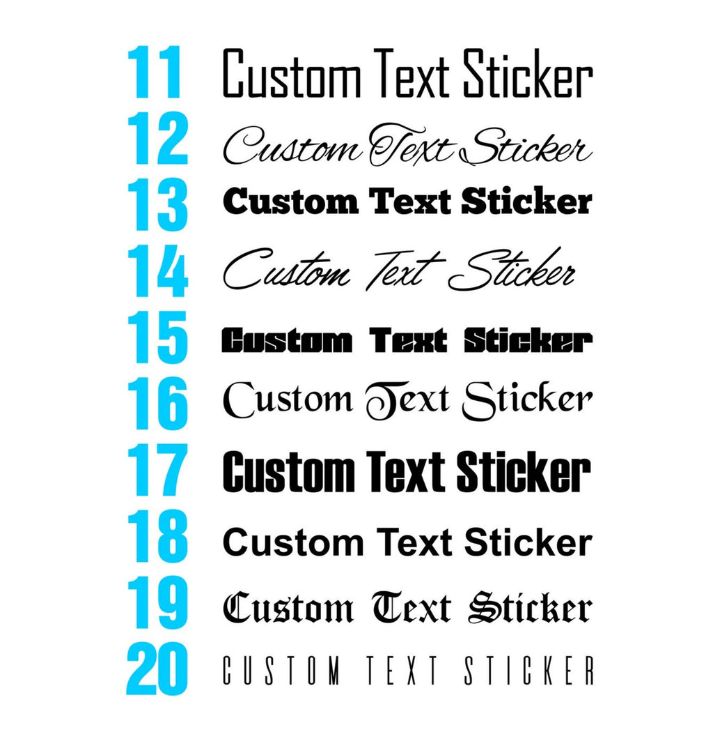 Personalised custom vinyl lettering example for a vehicle or window