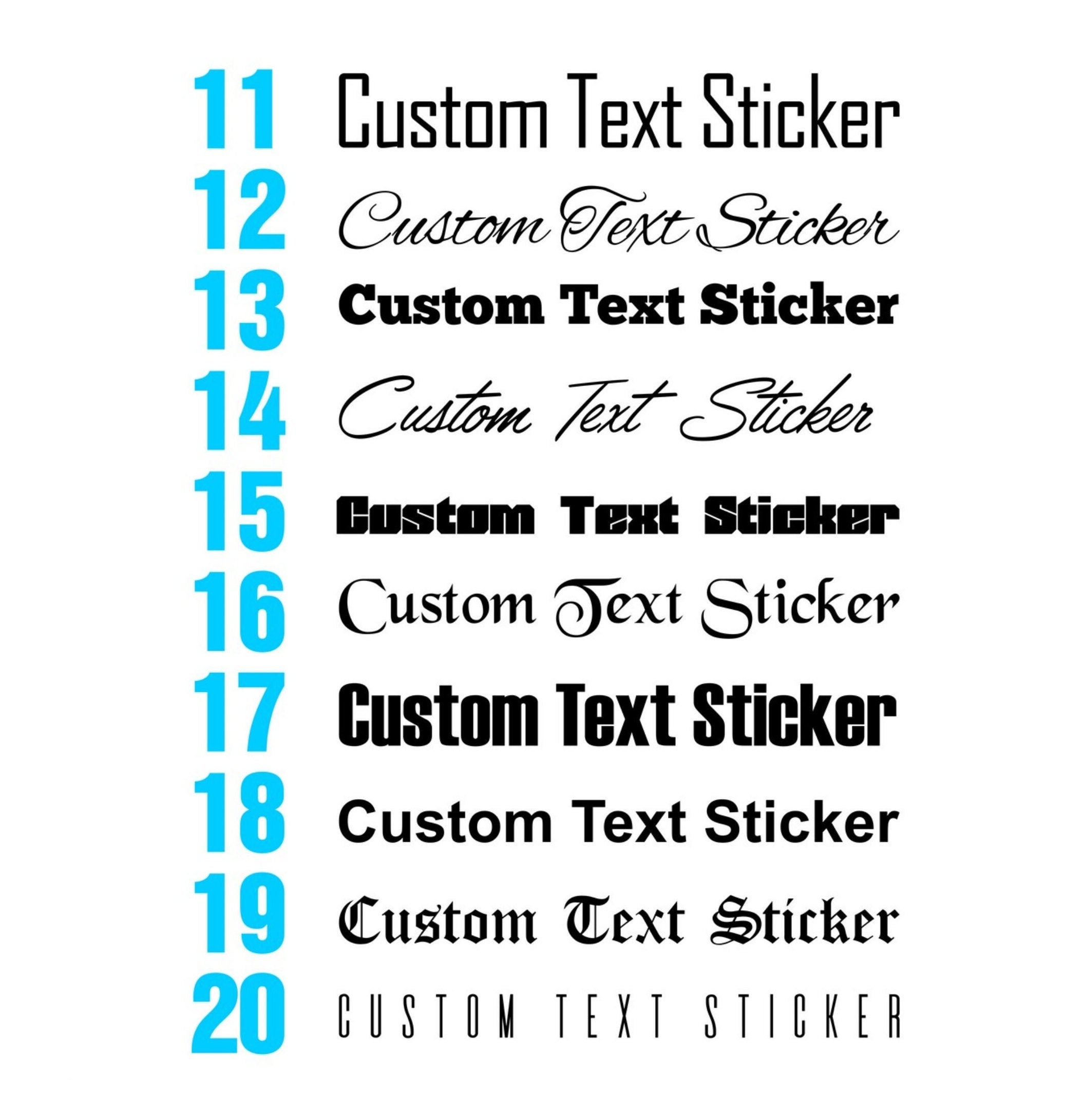 Personalised custom vinyl lettering example for a vehicle or window
