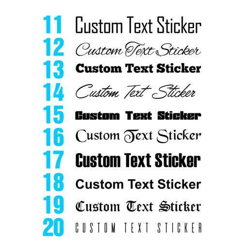 Personalised custom vinyl lettering example for a vehicle or window