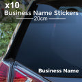 Pack of ten personalised Mont font vinyl stickers preview