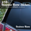 Pack of ten personalised Lobster font vinyl stickers preview
