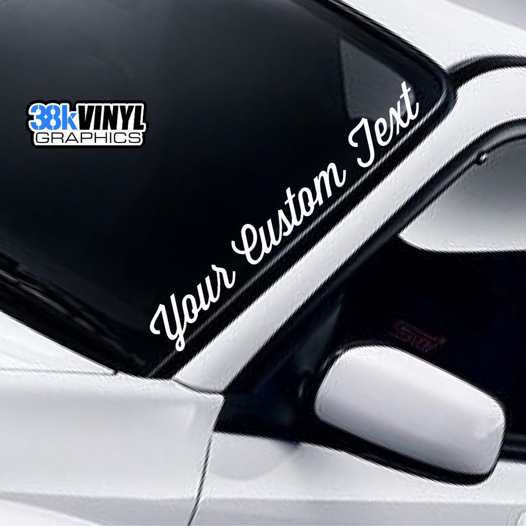 Personalised Flowing Script Windscreen Sticker — lettering style or example application.