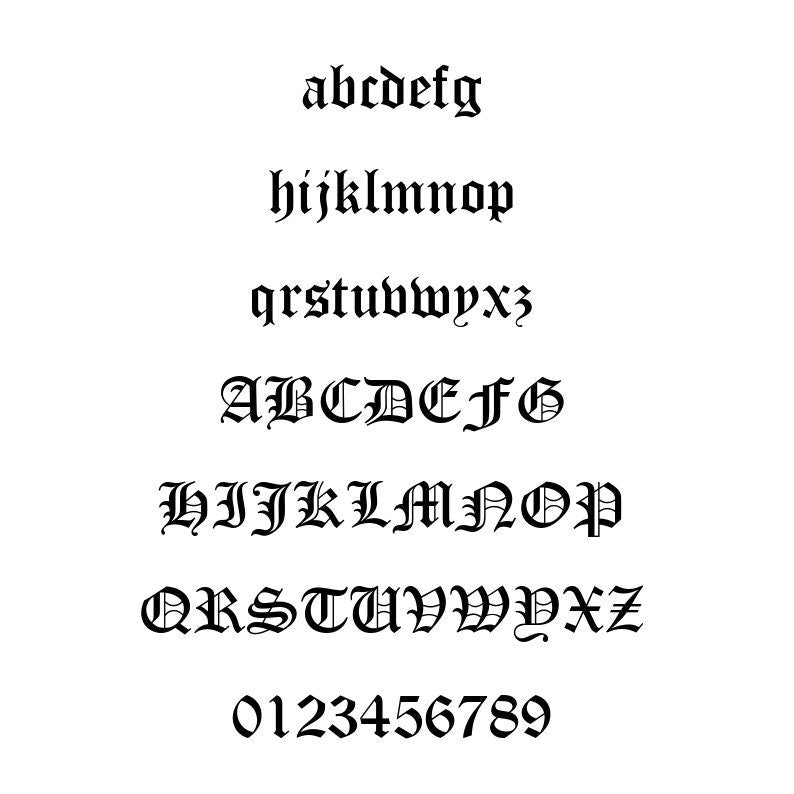 Old English personalised text sticker example