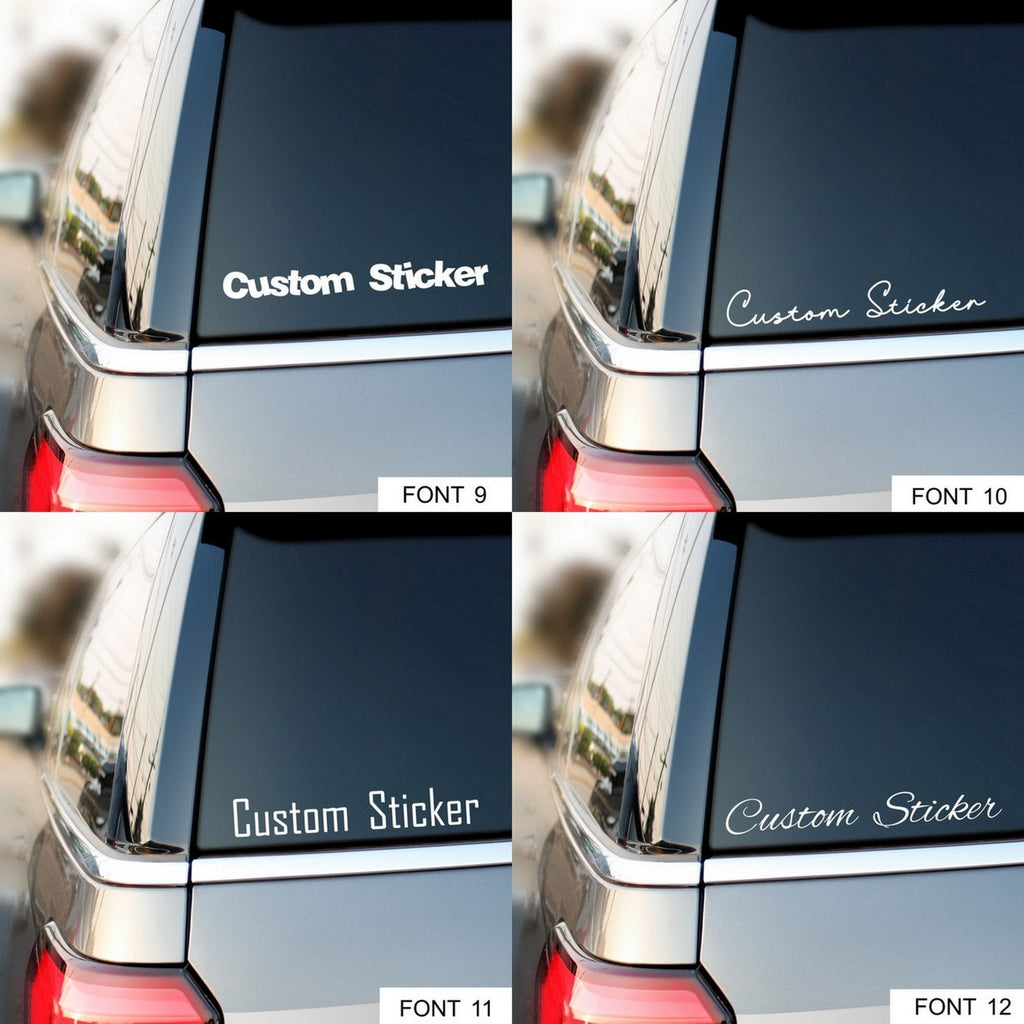 Custom text sticker fitting information