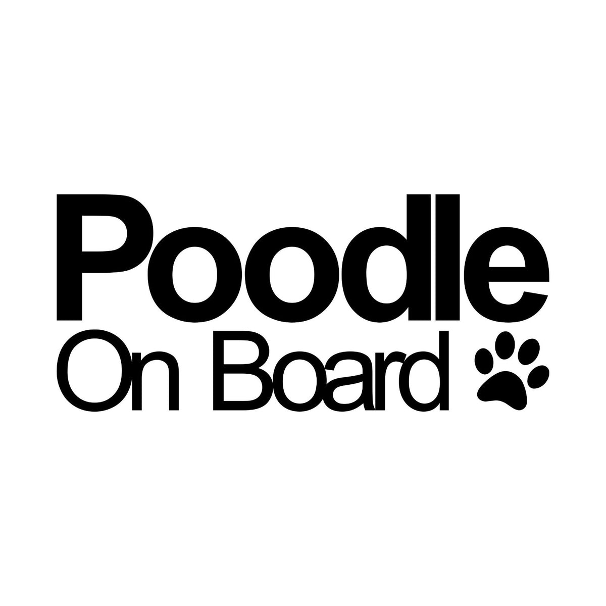 Poodle On Board decal design shown in black on a plain white background.