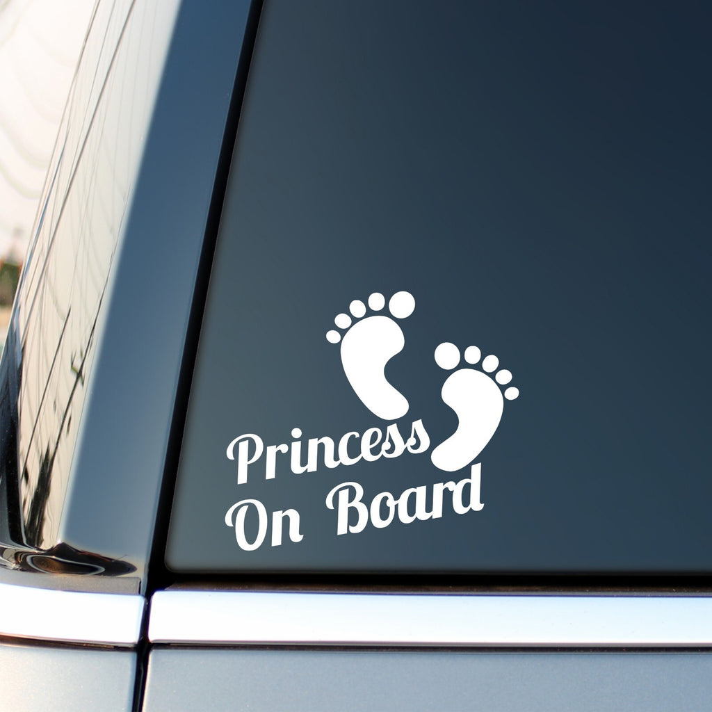 Princess On Board Footprints Car Sticker in the design shown.