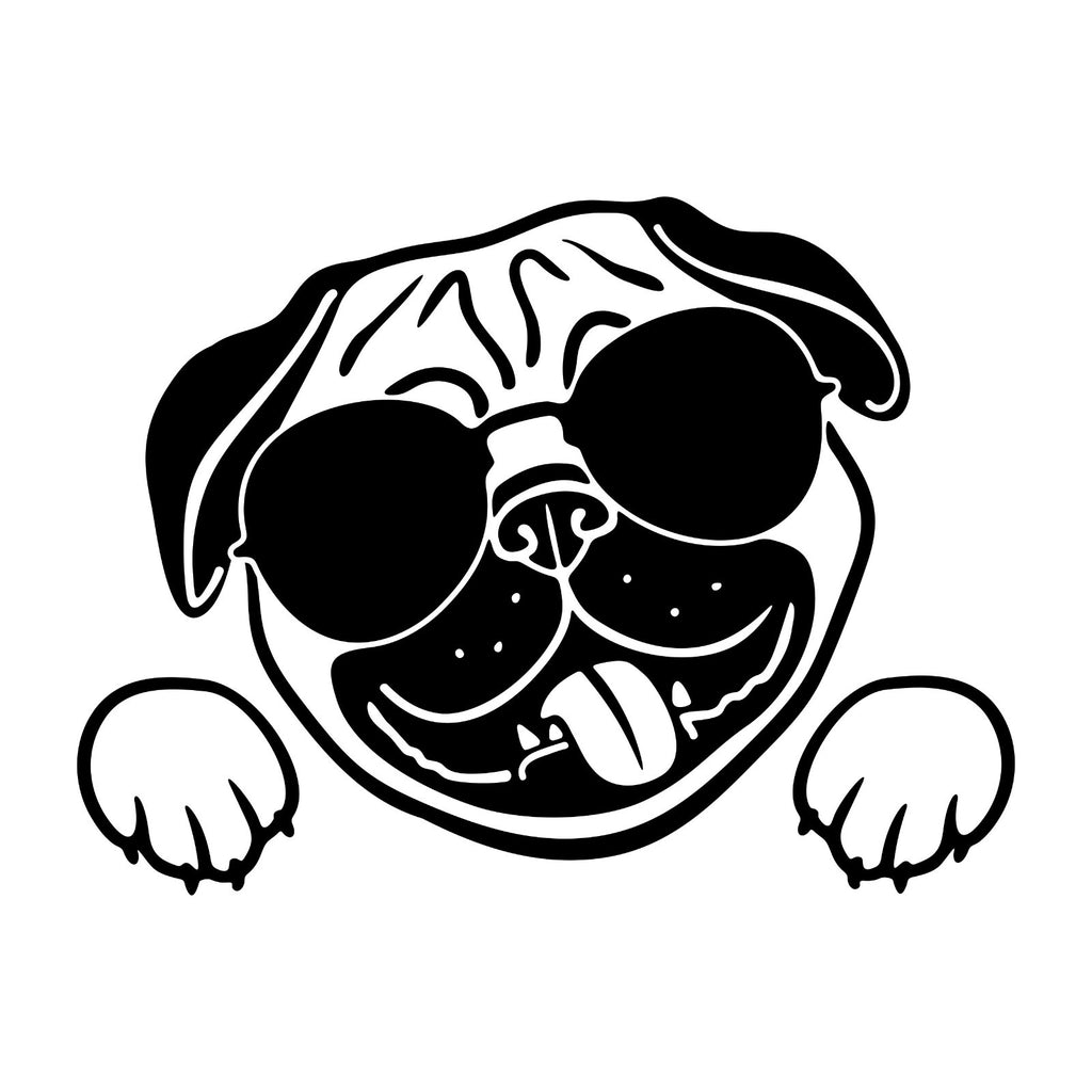 Pug with Sunglasses car sticker design.