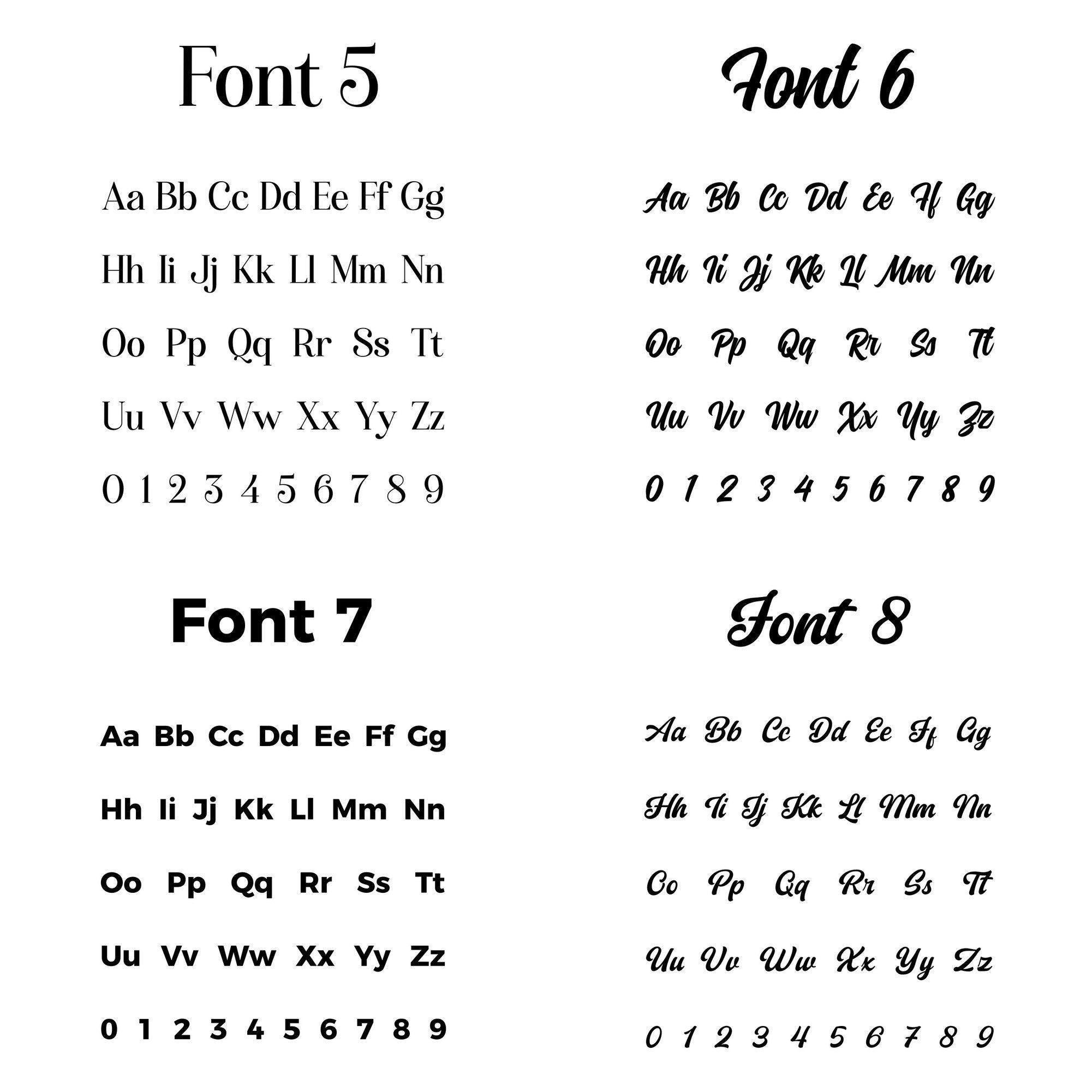 Personalised vinyl lettering size and ordering information