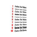 Personalised custom text vinyl sticker font collection 1 preview