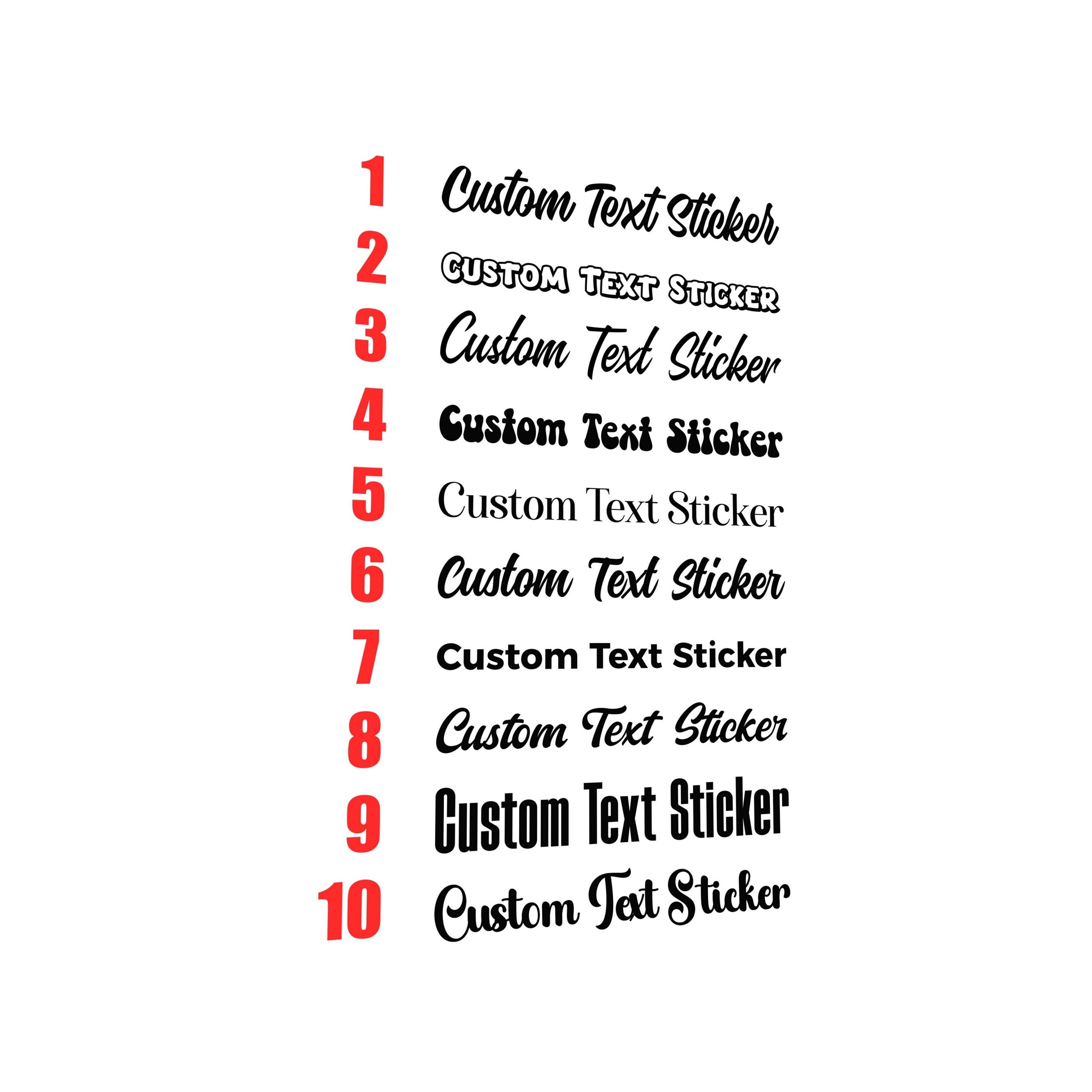 Personalised custom text vinyl sticker font collection 1 preview