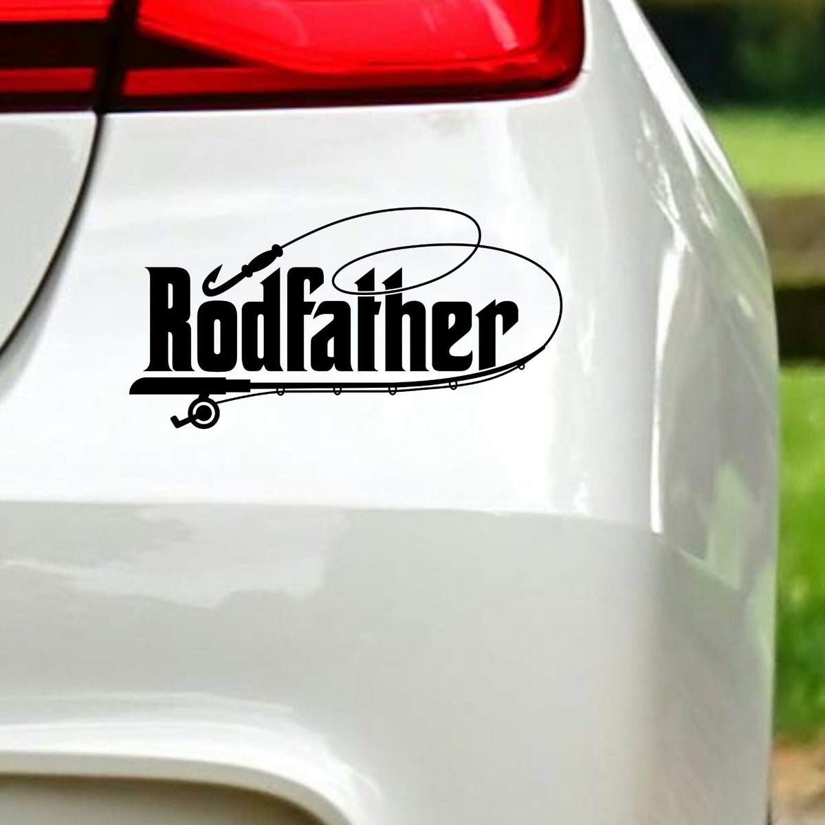 Rodfather Fishing vinyl decal for car, van or camper.