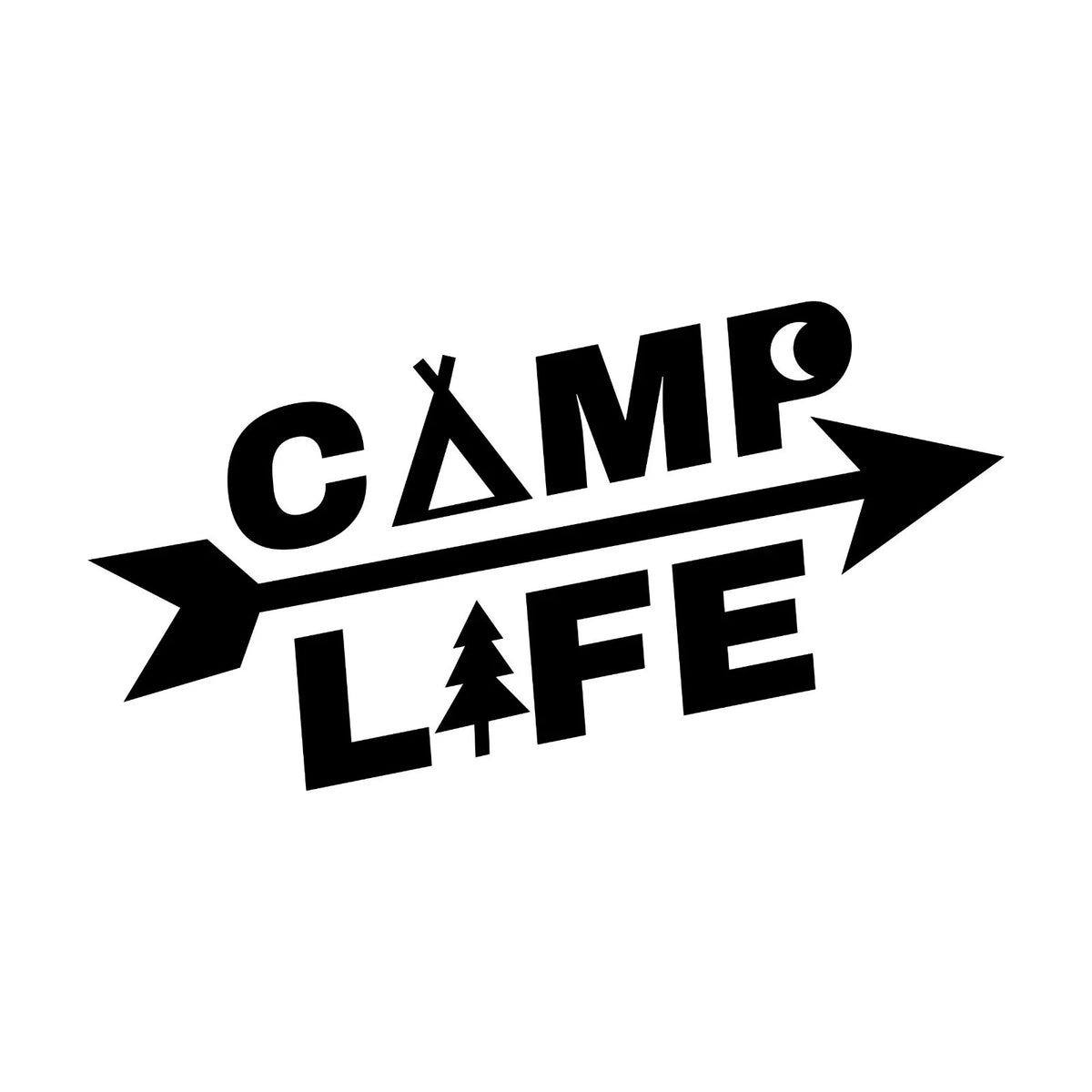 Camp Life Arrow vinyl sticker design on a clean white background.