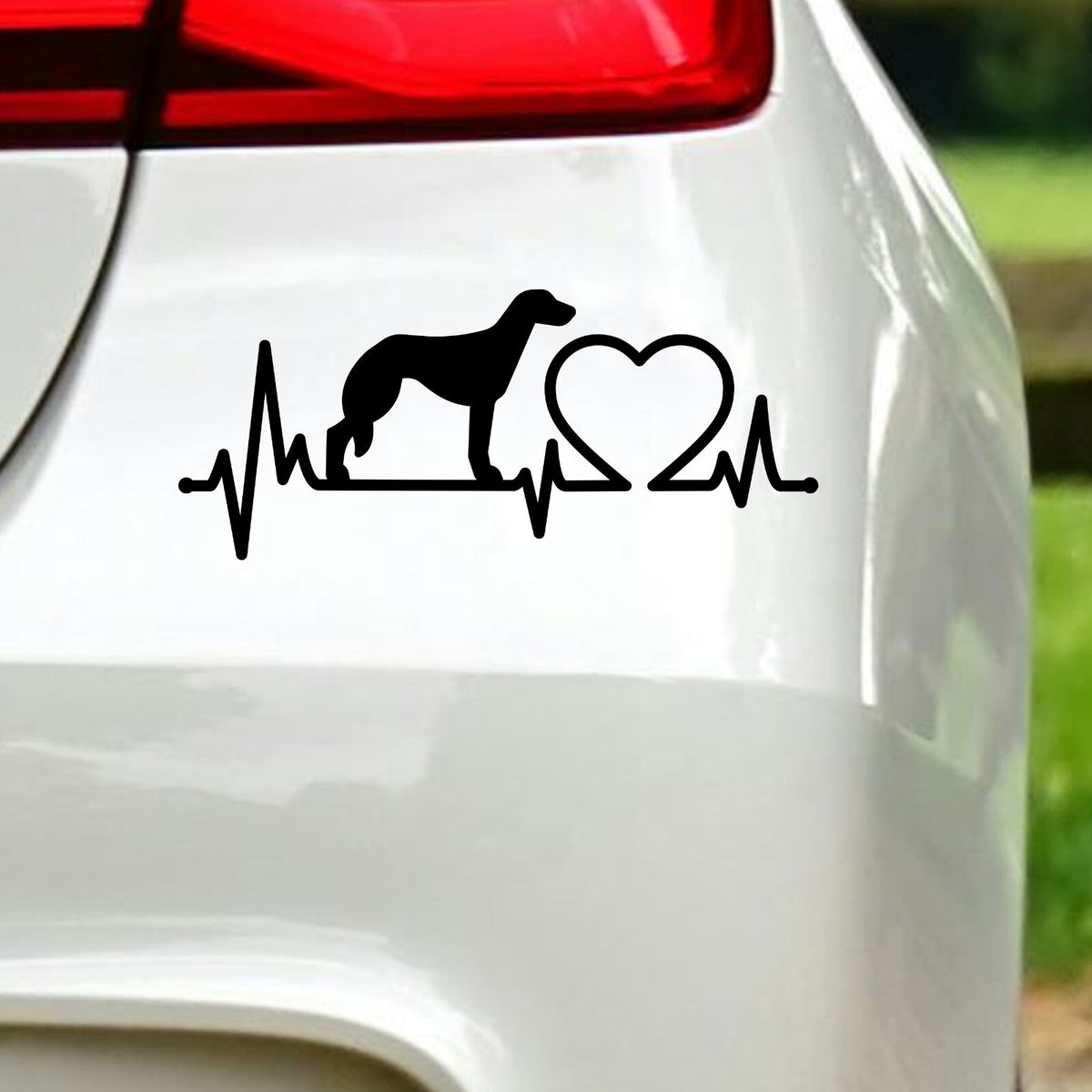 Saluki Heartbeat Car Sticker in the design shown.