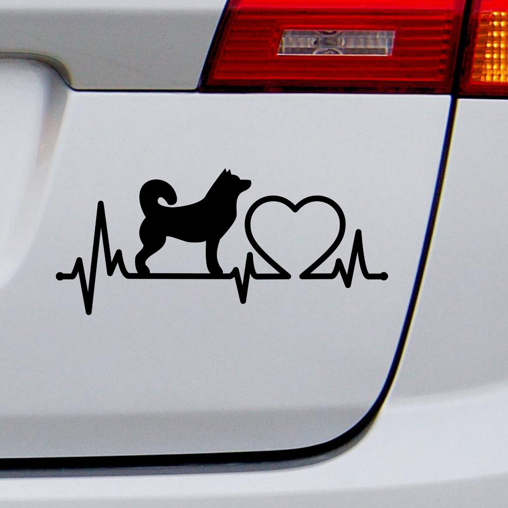 Siberian Husky Heartbeat vinyl decal for car, van or camper.