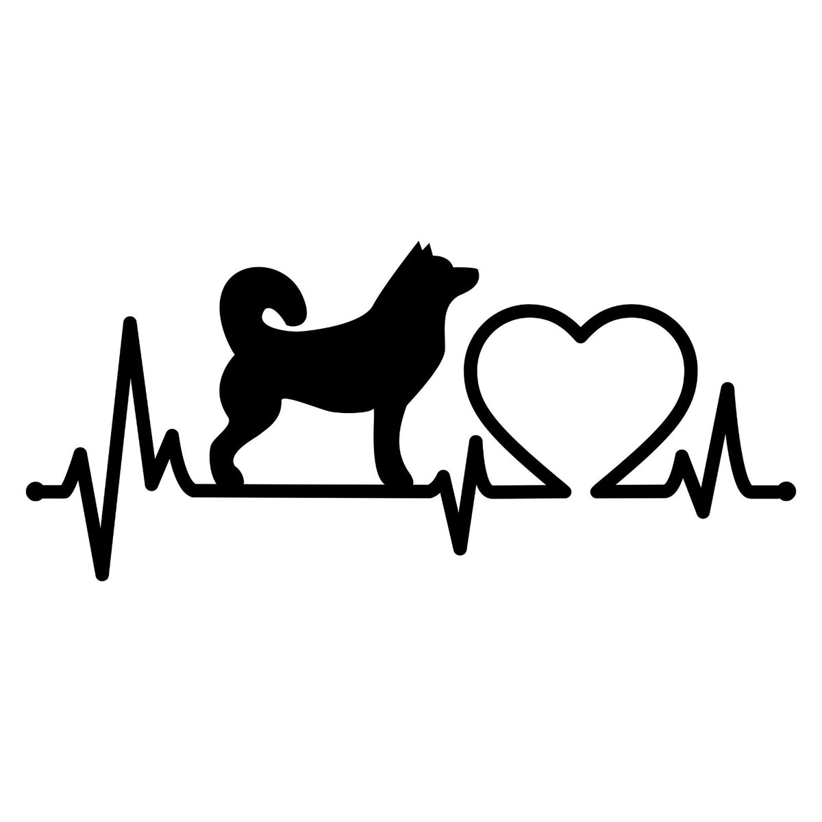 Siberian Husky Heartbeat car sticker design.