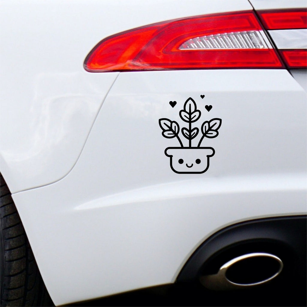 Smiling Plant Pot and Hearts vinyl sticker — design and example vehicle placement 5.