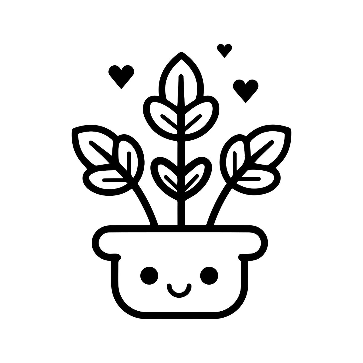 Smiling Plant Pot and Hearts vinyl sticker — design and example vehicle placement 6.