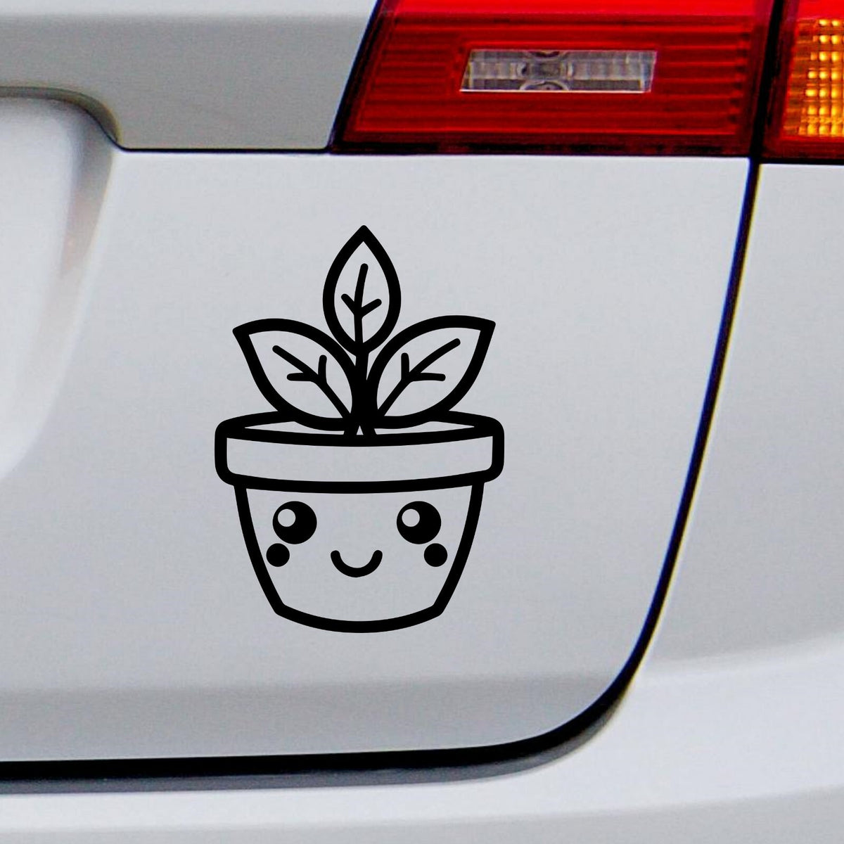 Smiling Succulent Pot vinyl sticker — design and example vehicle placement 2.