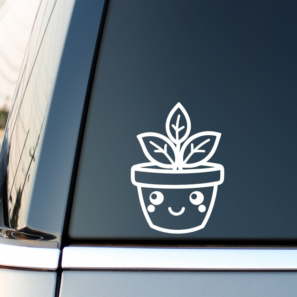 Smiling Succulent Pot vinyl sticker — design and example vehicle placement 3.
