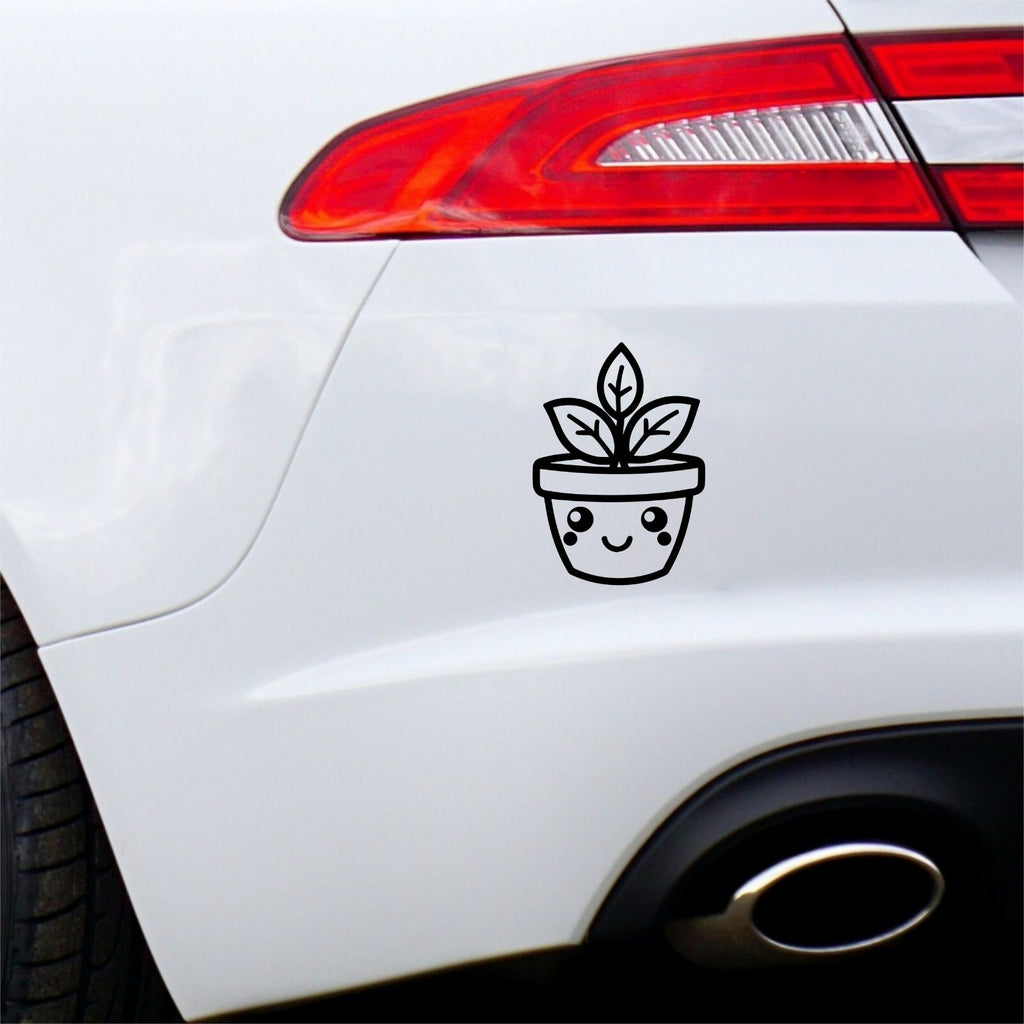 Smiling Succulent Pot vinyl sticker — design and example vehicle placement 5.