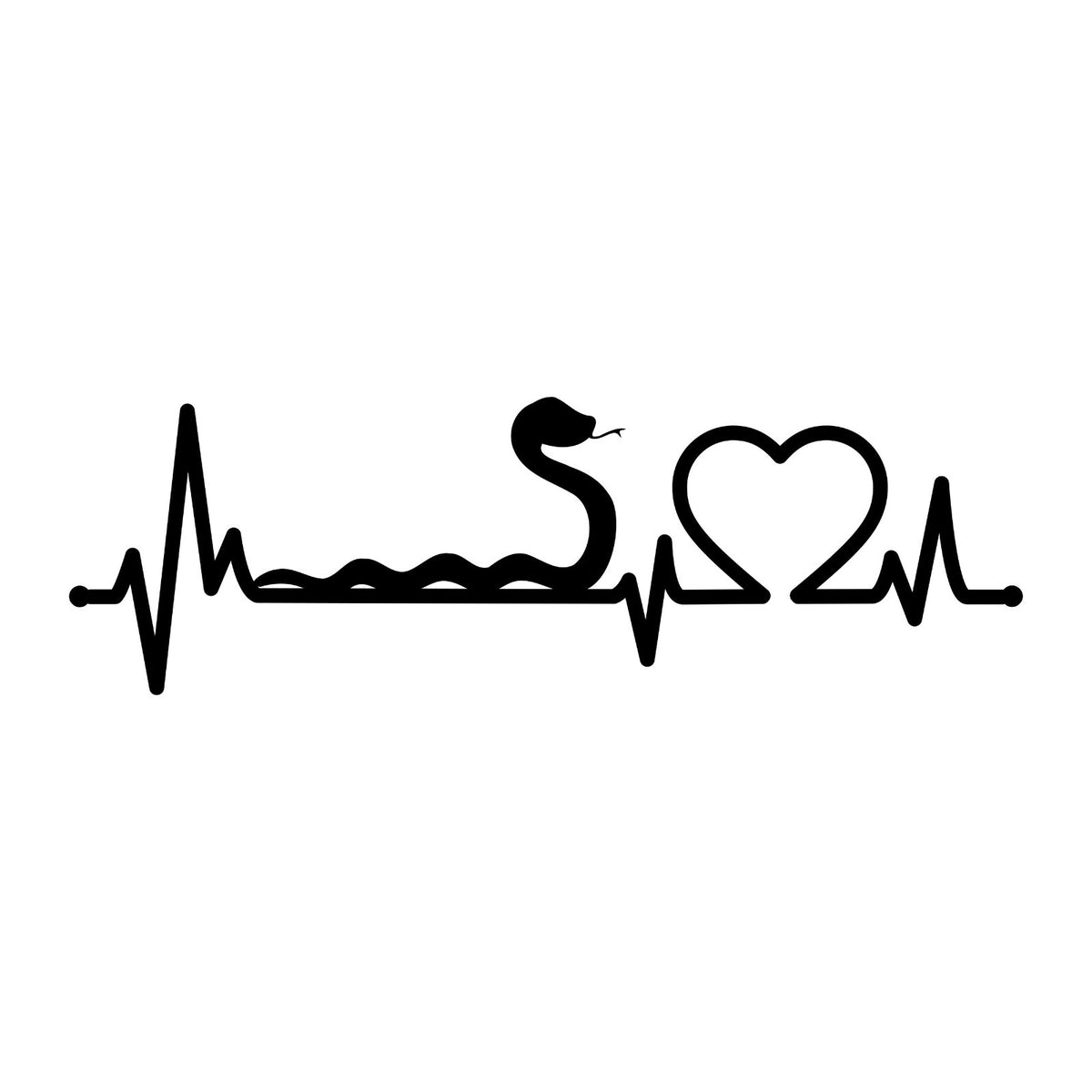Snake Heartbeat decal design shown in black on a plain white background.