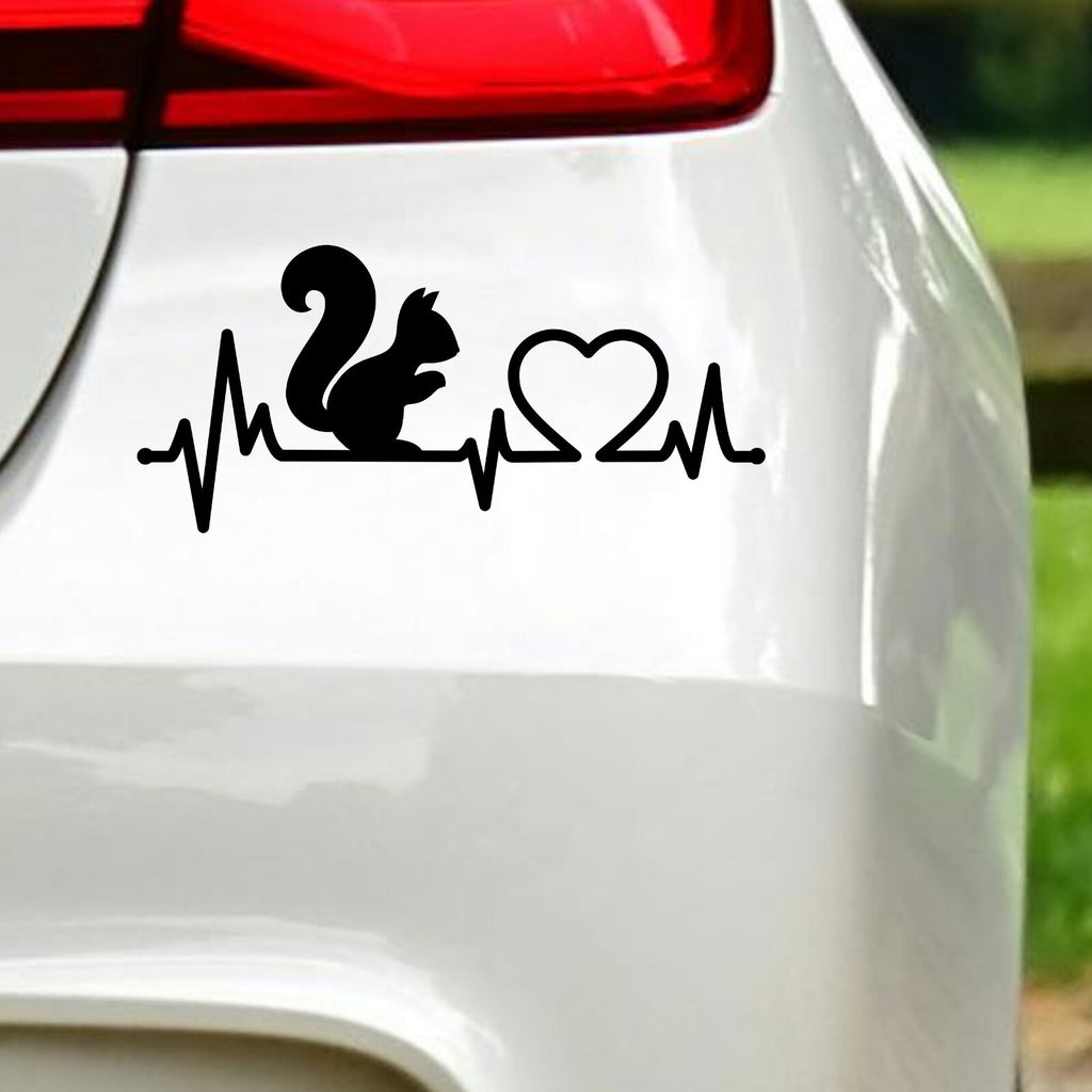 Squirrel Heartbeat Car Sticker in the design shown.