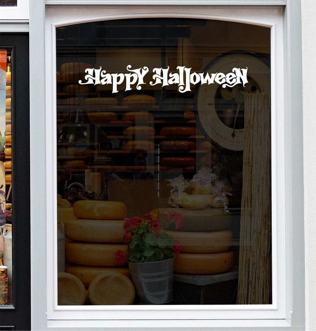 Happy Halloween Lettering Window Sticker design on a white background