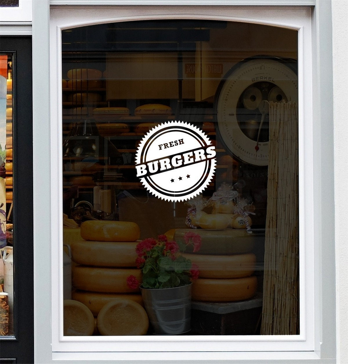 Fresh Burgers Café Window Sticker example 3