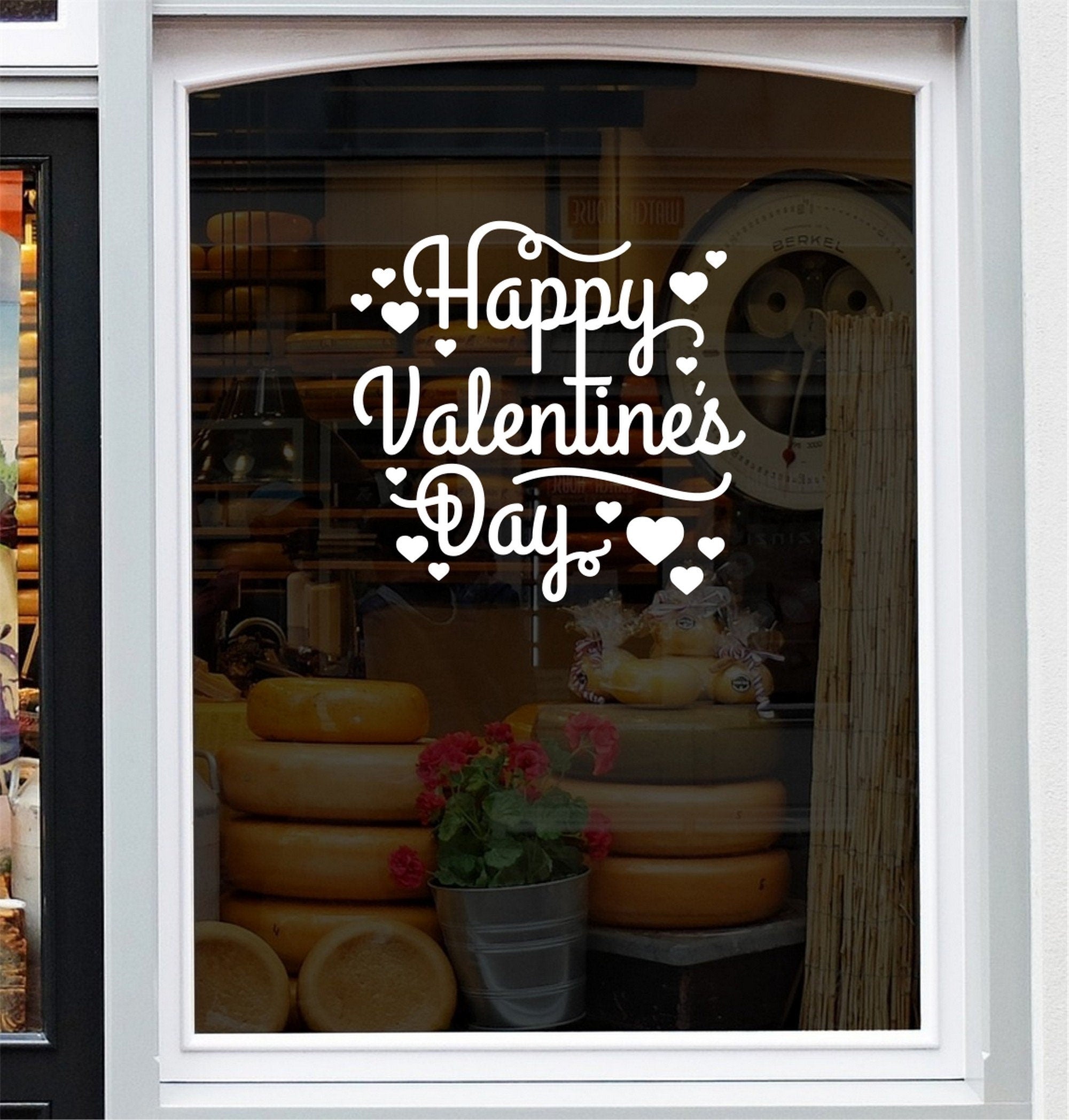 Happy Valentine’s Day Heart Window Sticker design on a white background