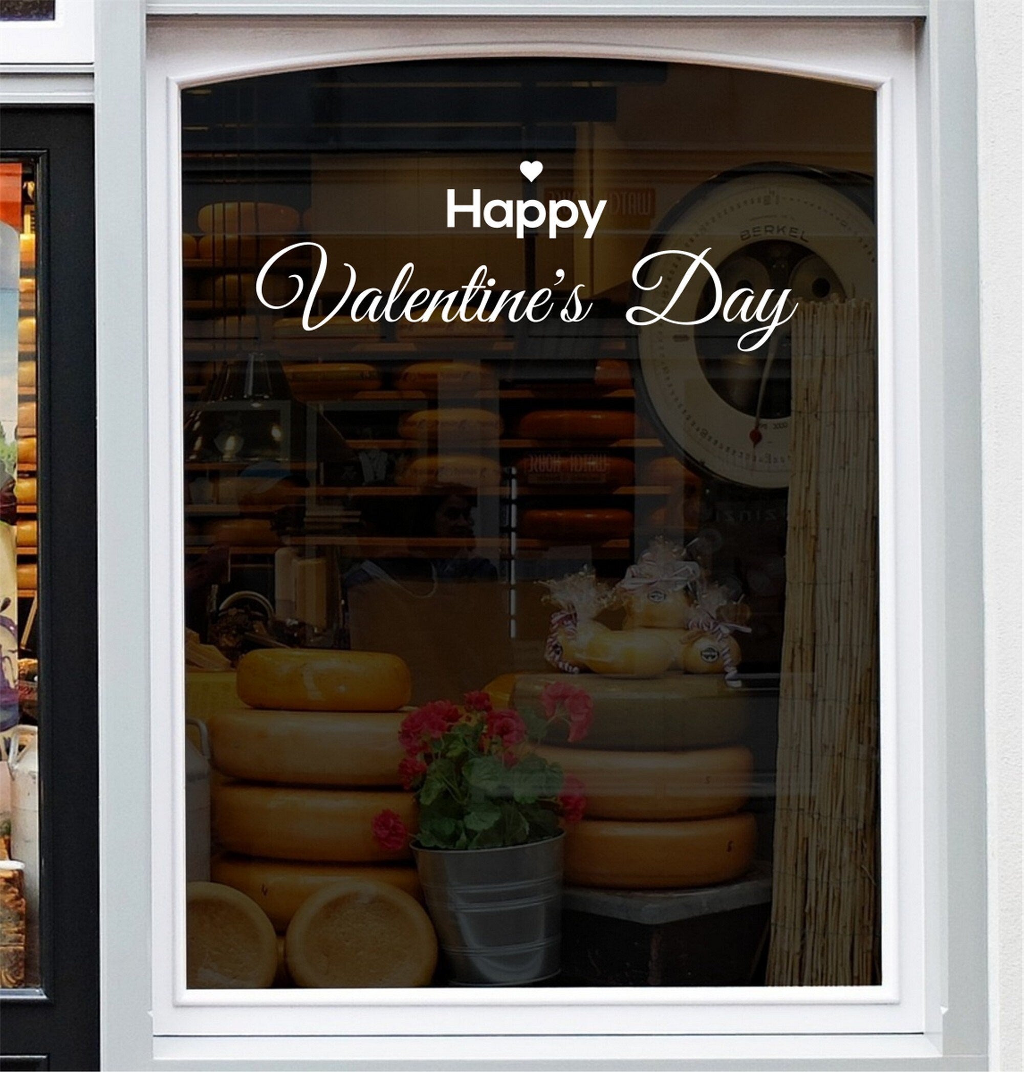 Happy Valentine’s Day Script Window Sticker design on a white background