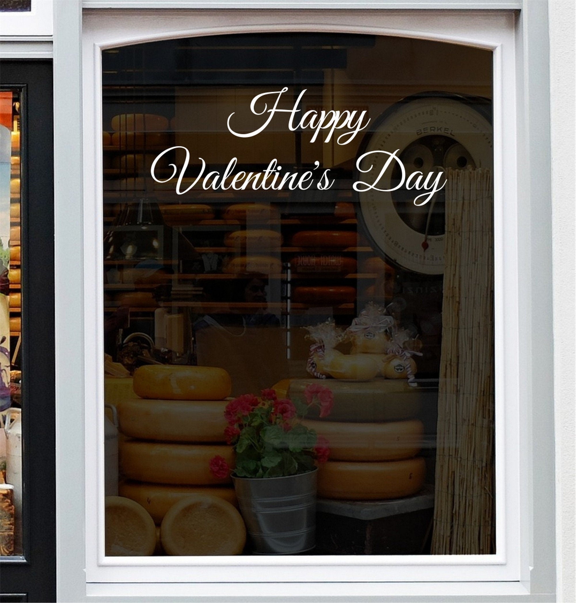Happy Valentine’s Day Lettering Window Sticker design on a white background