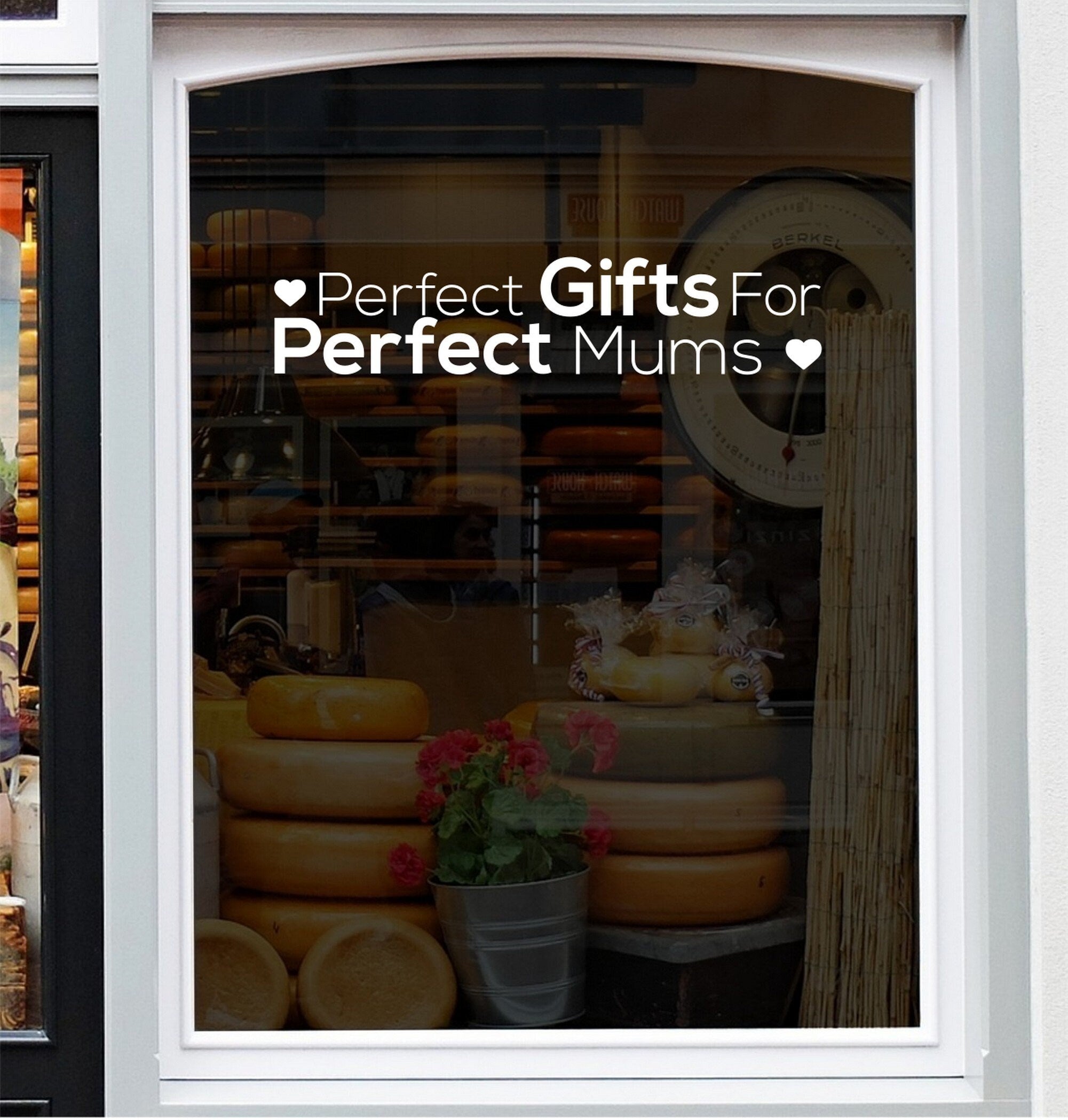 Perfect Gifts for Mum Window Sticker design on a white background