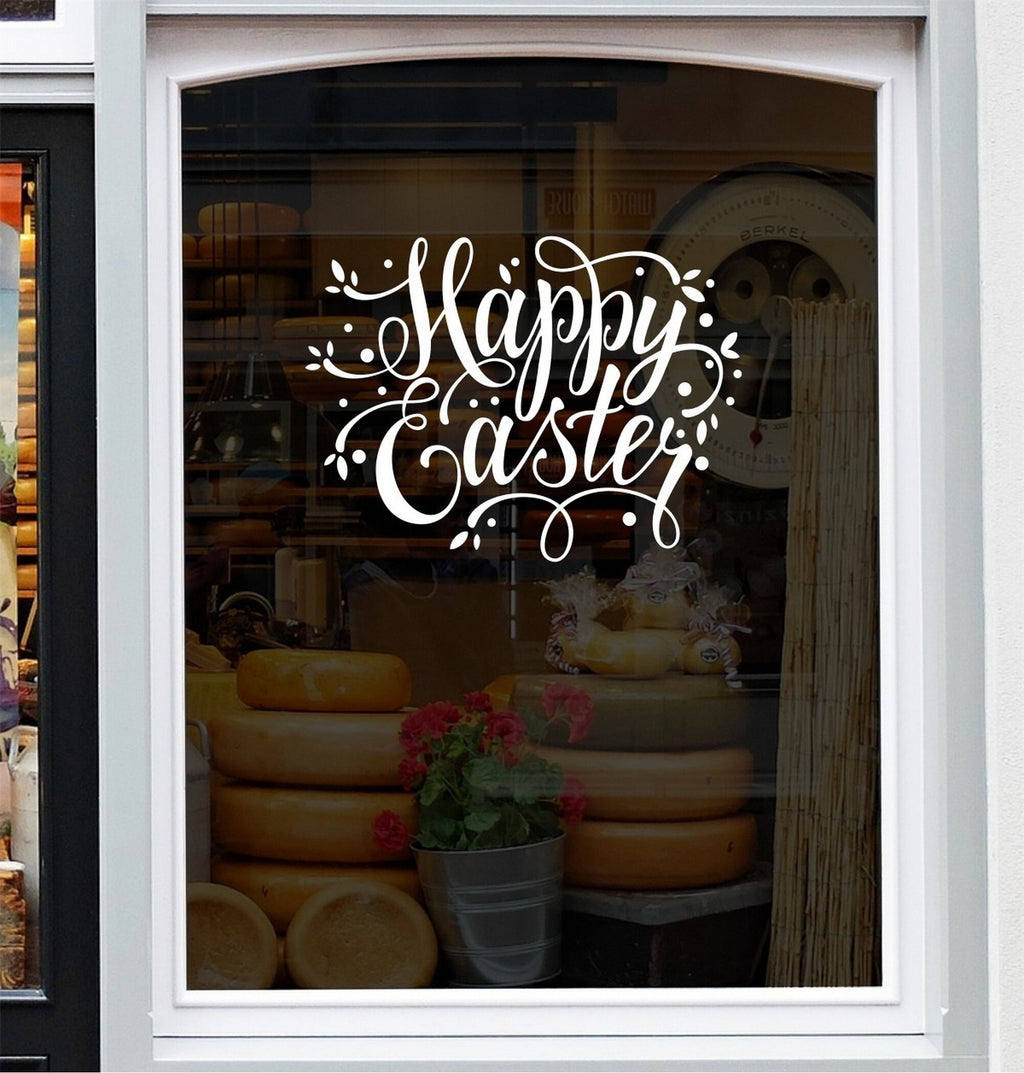 Happy Easter Shop Window Sticker design on a white background
