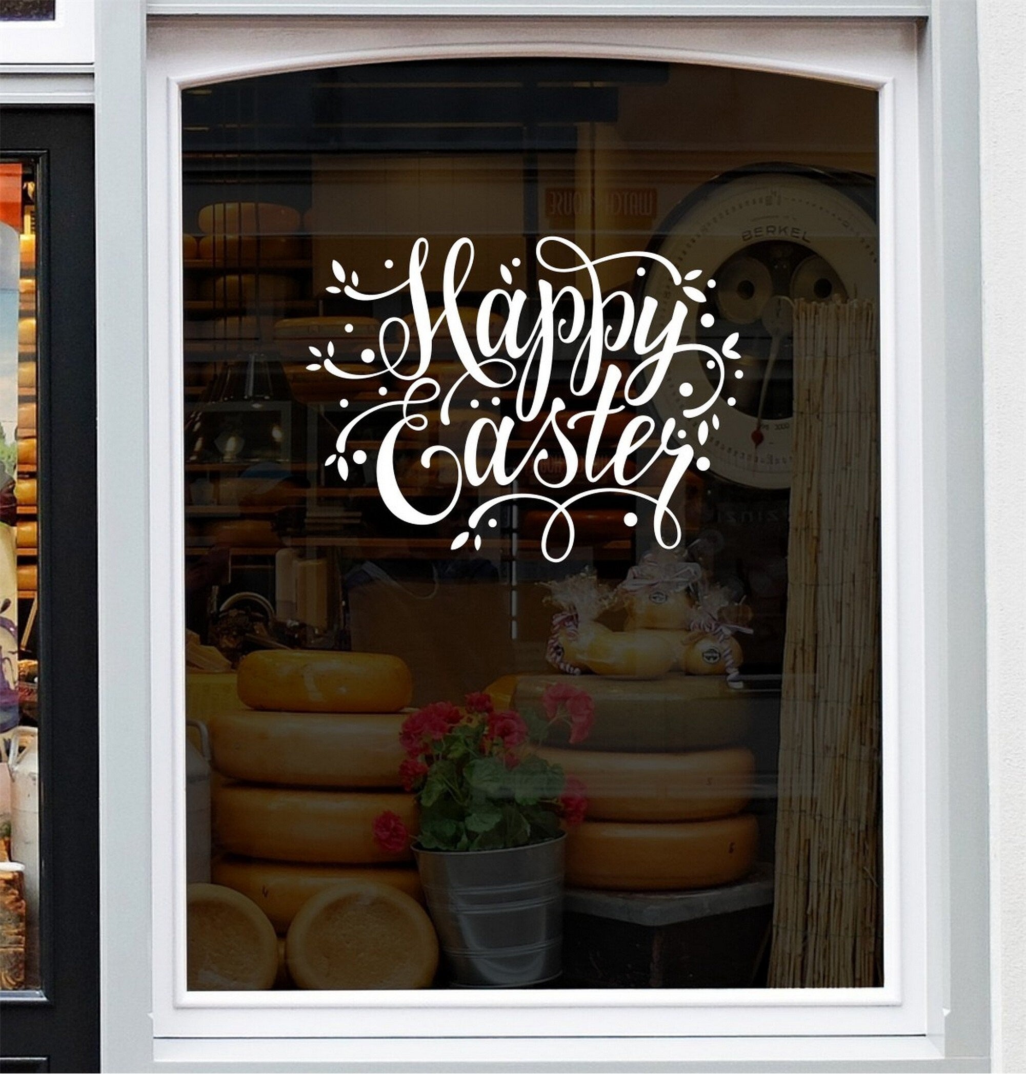 Happy Easter Shop Window Sticker design on a white background