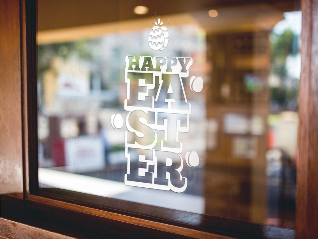 Happy Easter Shop Window Sticker design on a white background