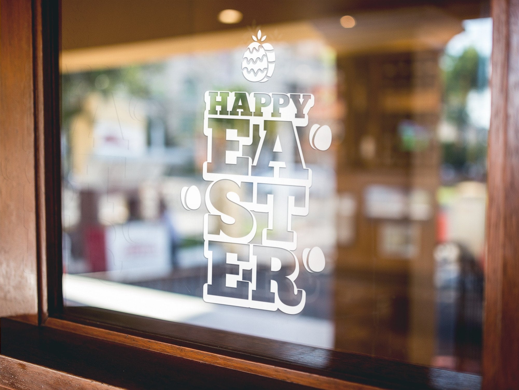 Happy Easter Shop Window Sticker design on a white background