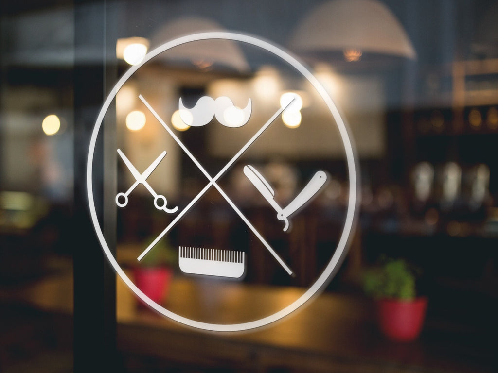 Barber Shop Window Sticker – Vintage Emblem example 4