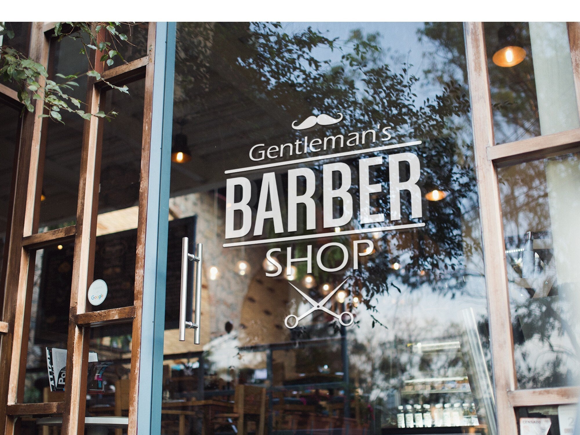 Barber Shop Badge Window Sticker design on a white background