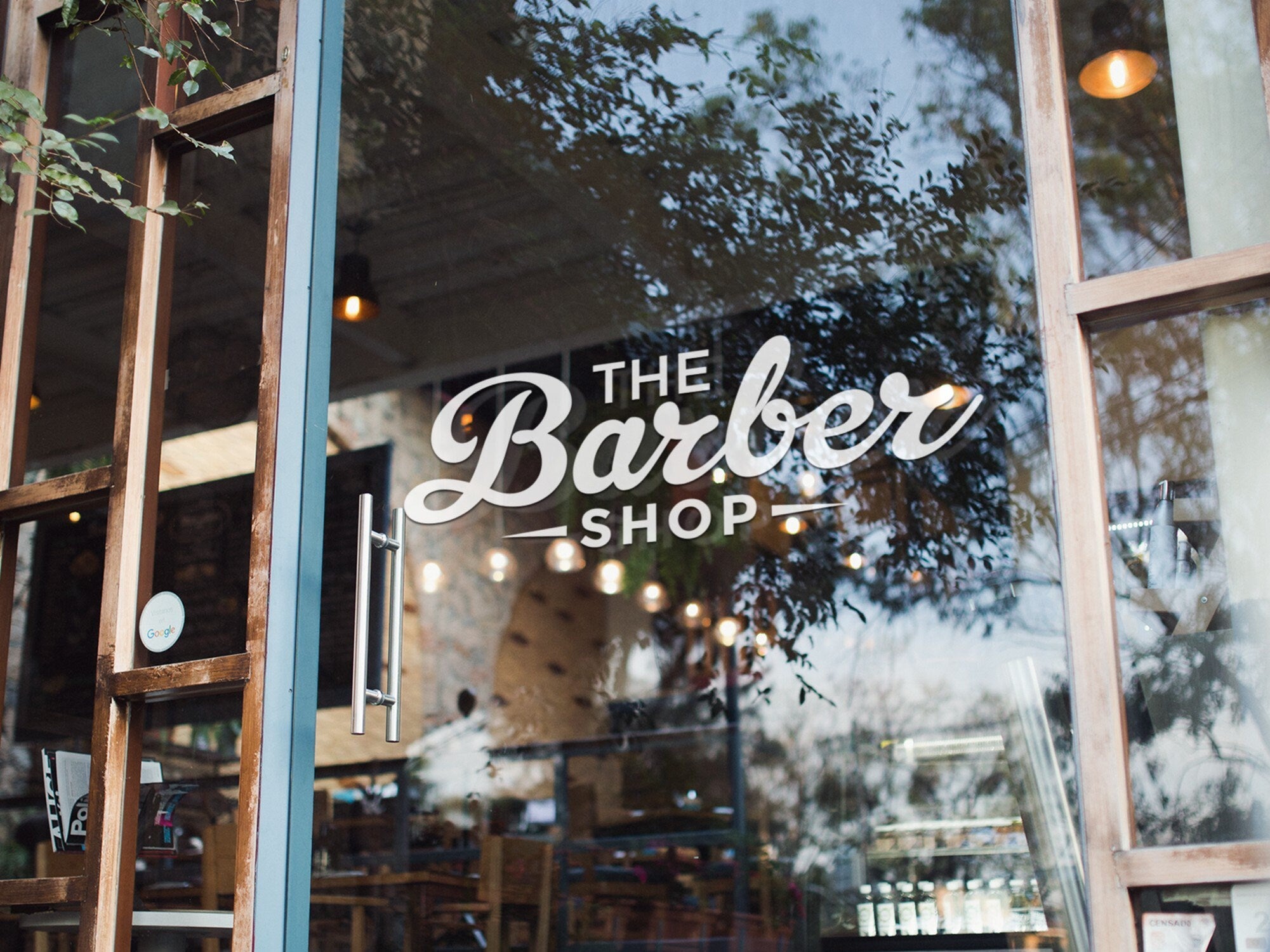 Barber Shop Window Sticker – Classic Lettering design on a white background