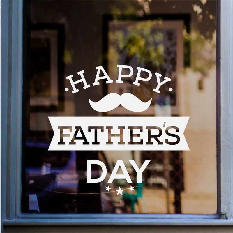 Happy Father’s Day Window Sticker shown on a shop window