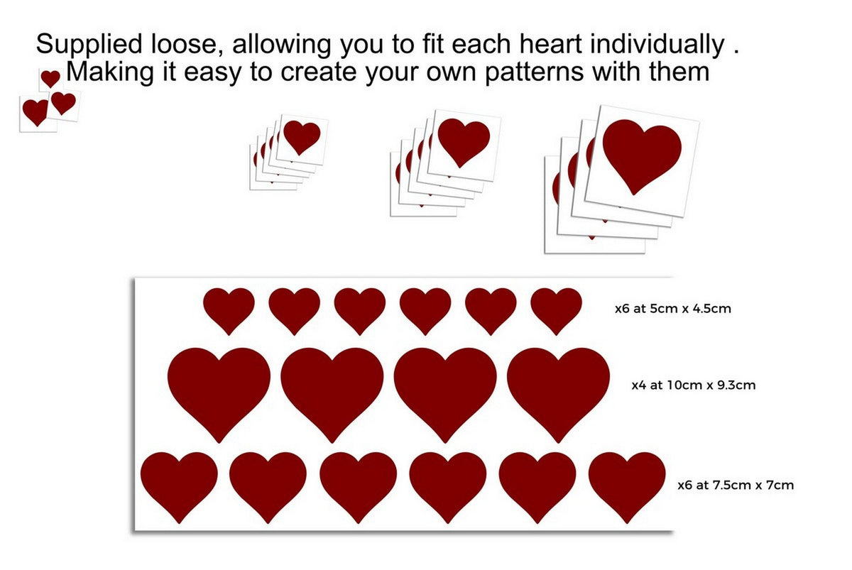 Valentine Heart Window Sticker Set – 16 Pack design on a white background