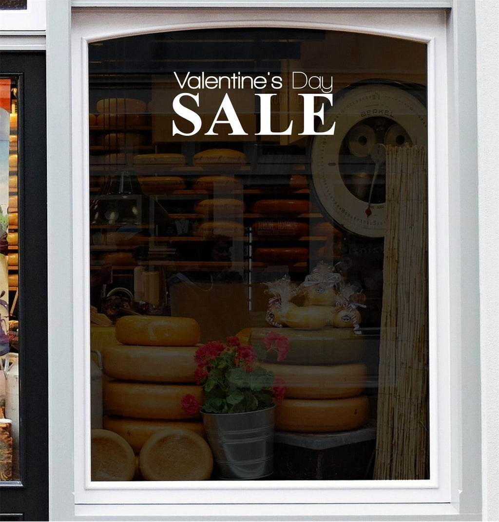 Valentine’s Day Sale Shop Window Sticker design on a white background