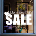 Valentine’s Day Sale Window Sticker shown on a shop window